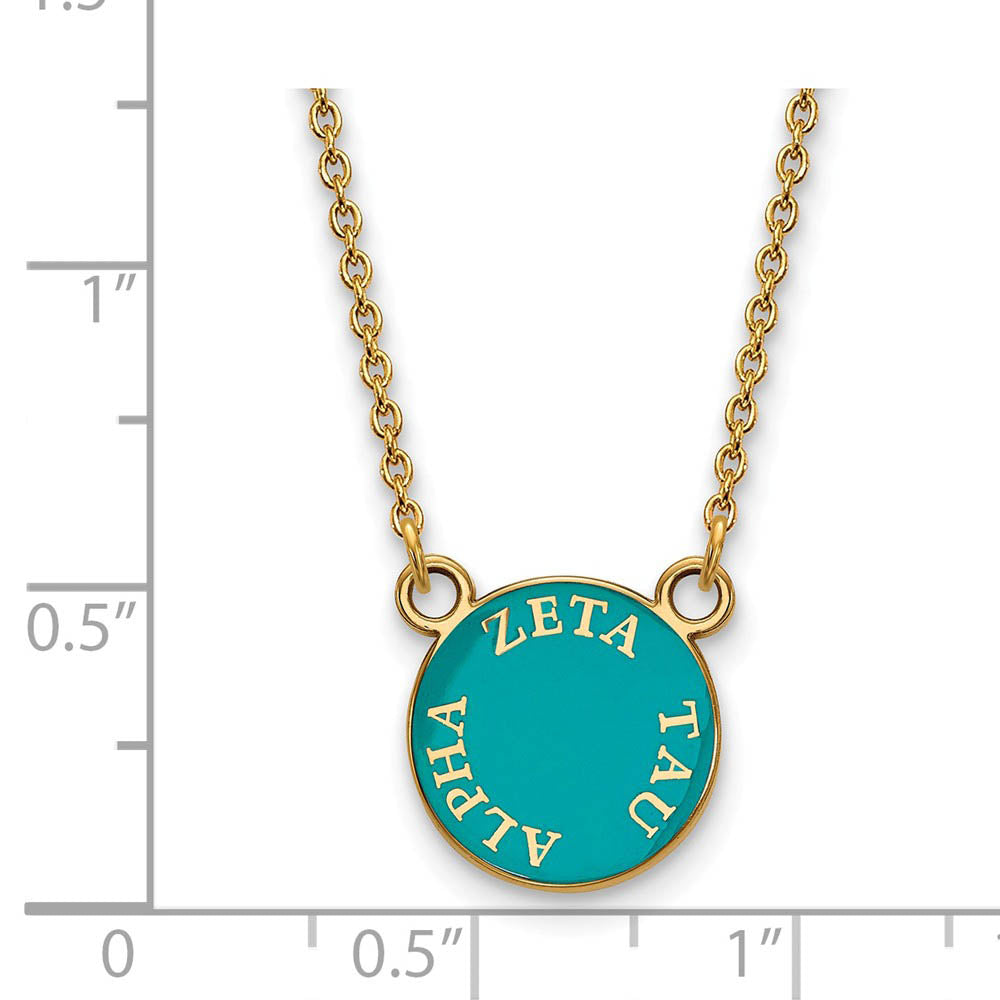Alternate view of the 14K Plated Silver Zeta Tau Alpha Small Enamel Disc Necklace by The Black Bow Jewelry Co.