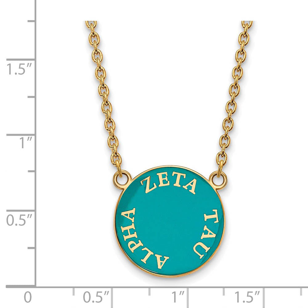 Alternate view of the 14K Plated Silver Zeta Tau Alpha Large Enamel Disc Necklace by The Black Bow Jewelry Co.