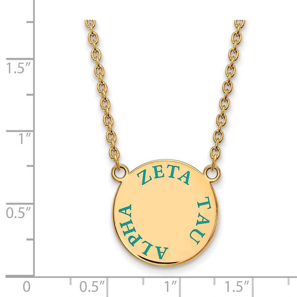 Alternate view of the 14K Plated Silver Zeta Tau Alpha Large Turquoise Enamel Necklace by The Black Bow Jewelry Co.