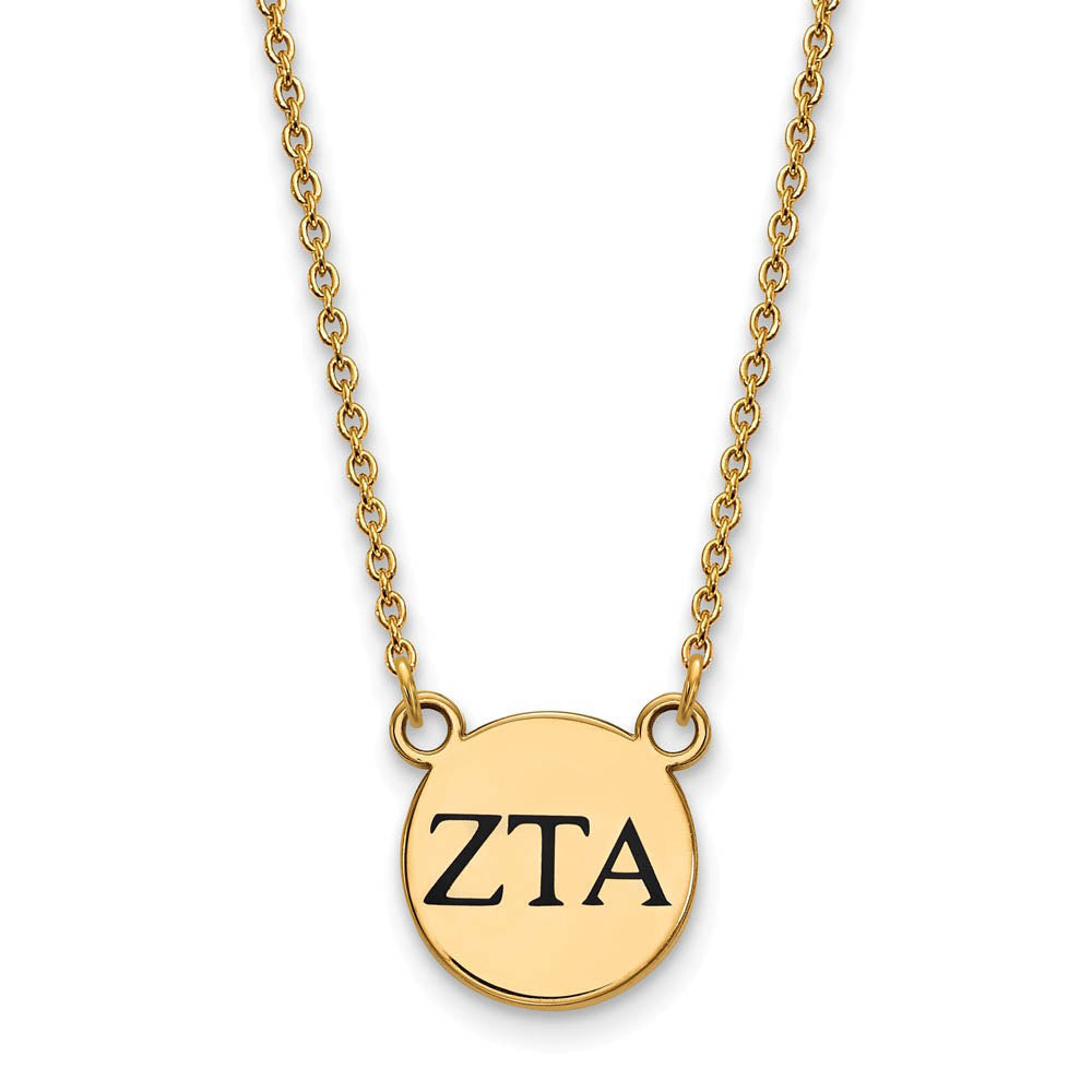 14K Plated Silver Zeta Tau Alpha Small Enamel Greek Letters Necklace, Item N14563 by The Black Bow Jewelry Co.