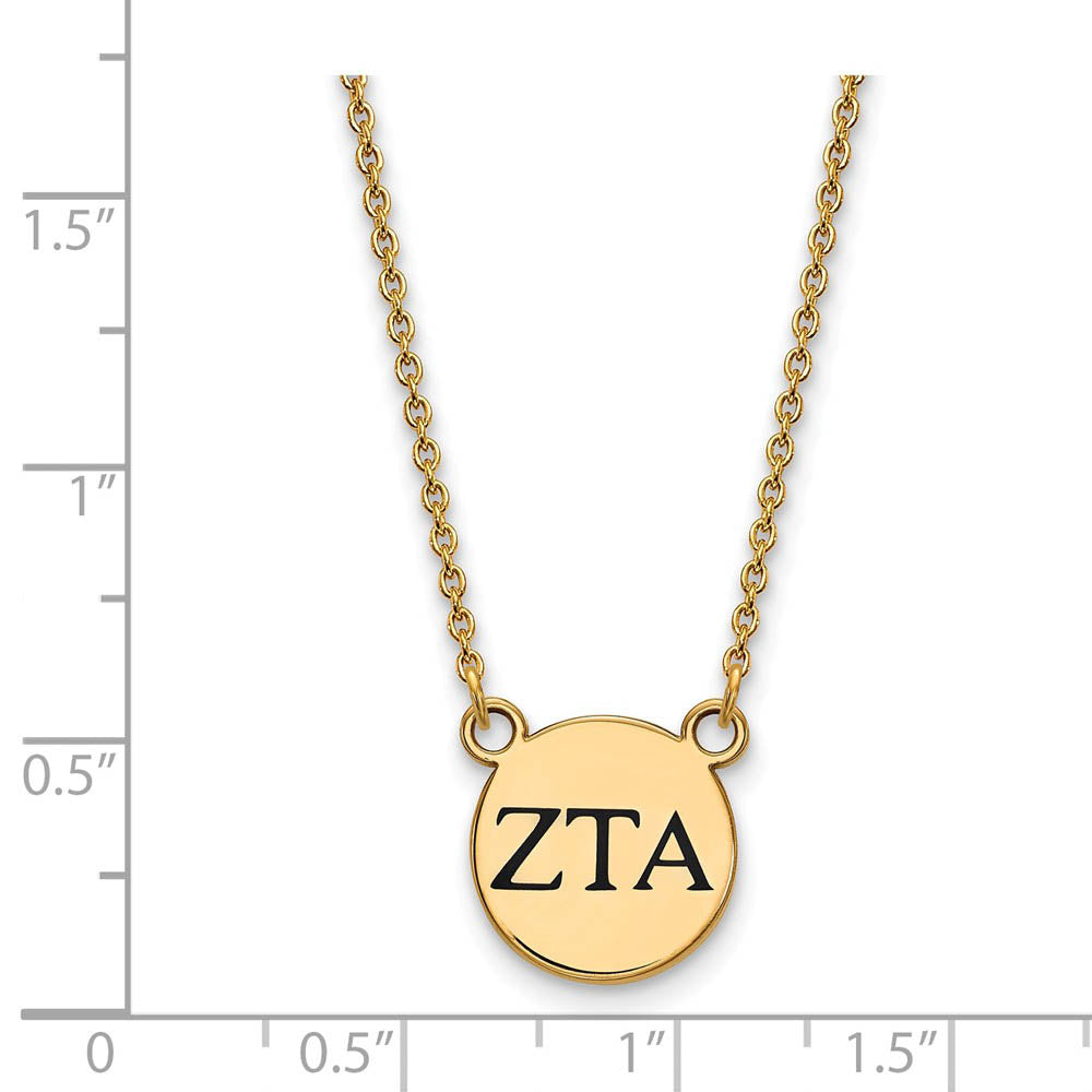 Alternate view of the 14K Plated Silver Zeta Tau Alpha Small Enamel Greek Letters Necklace by The Black Bow Jewelry Co.