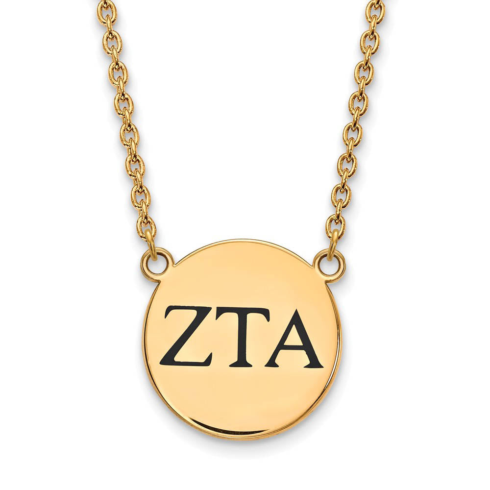 14K Plated Silver Zeta Tau Alpha Large Enamel Greek Letters Necklace, Item N14564 by The Black Bow Jewelry Co.