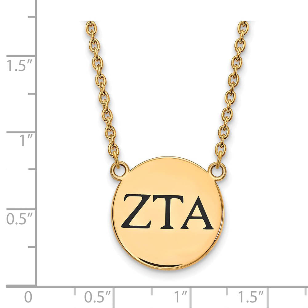 Alternate view of the 14K Plated Silver Zeta Tau Alpha Large Enamel Greek Letters Necklace by The Black Bow Jewelry Co.