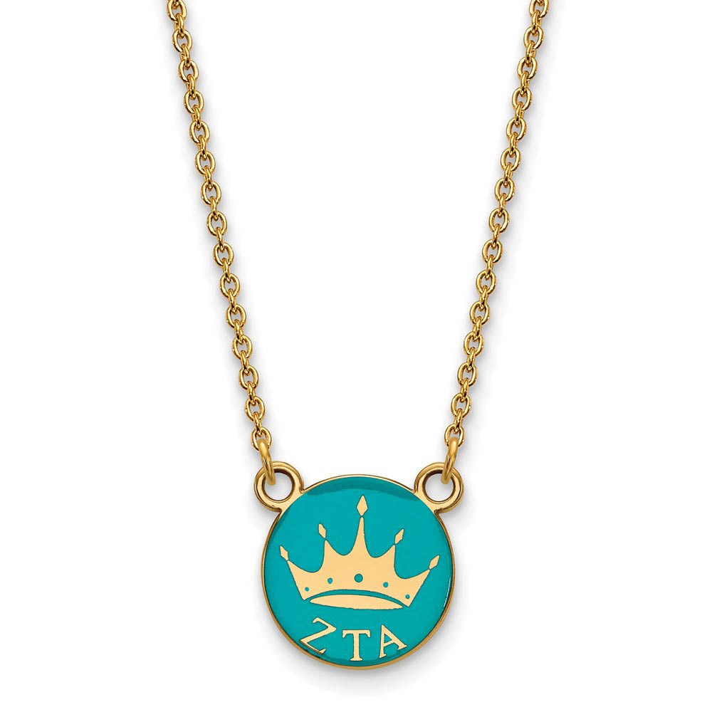 14K Plated Silver Zeta Tau Alpha Small Enamel Logo Necklace, Item N14569 by The Black Bow Jewelry Co.