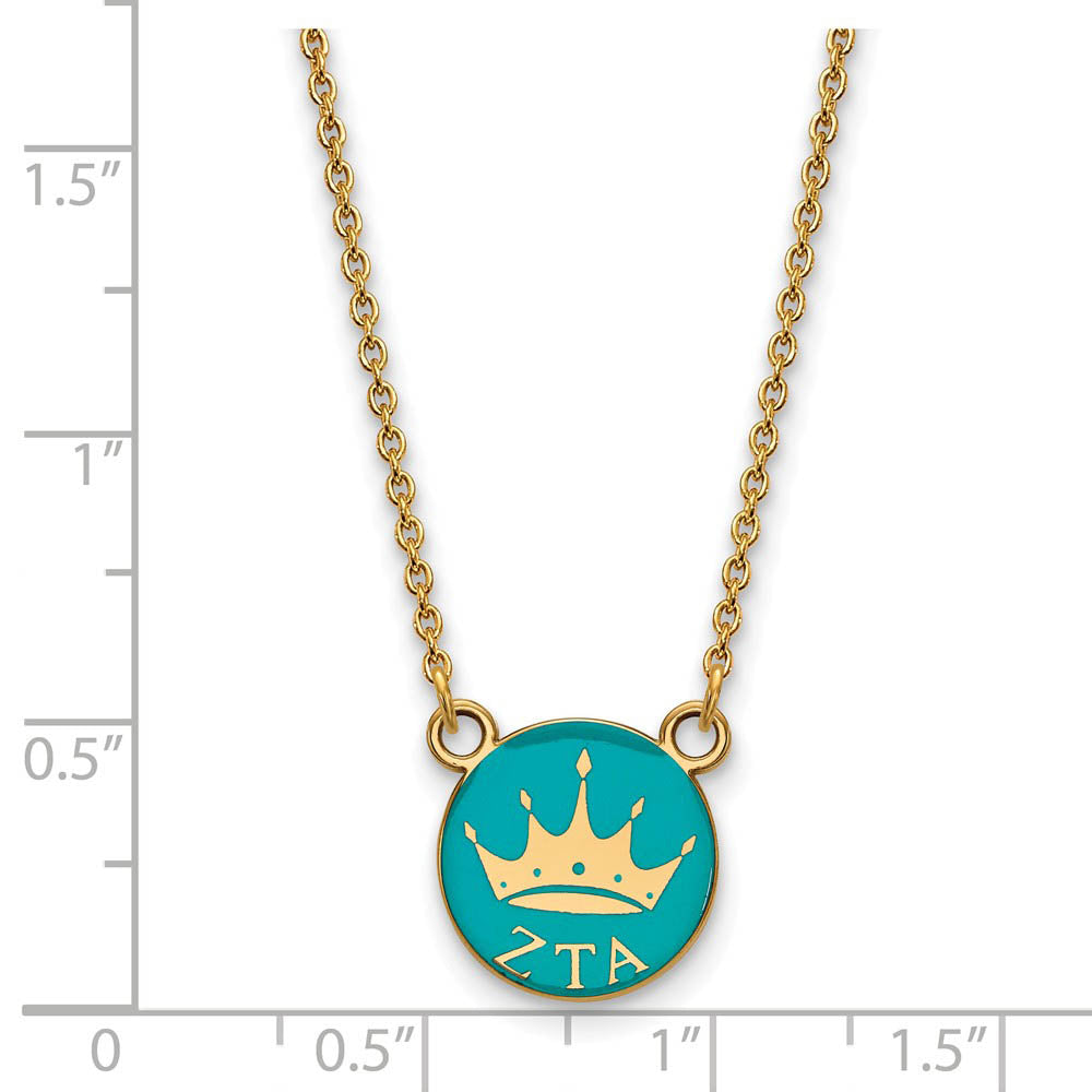 Alternate view of the 14K Plated Silver Zeta Tau Alpha Small Enamel Logo Necklace by The Black Bow Jewelry Co.