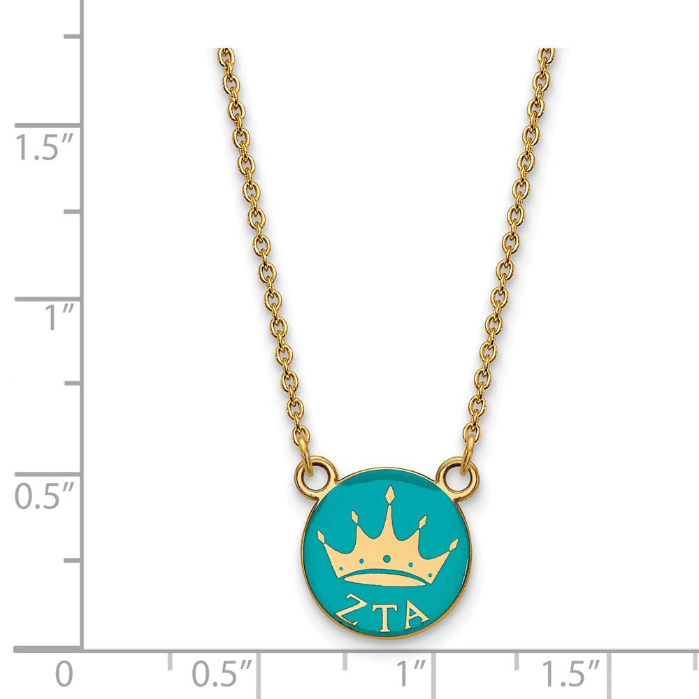 Alternate view of the 14K Plated Silver Zeta Tau Alpha Small Enamel Logo Necklace by The Black Bow Jewelry Co.