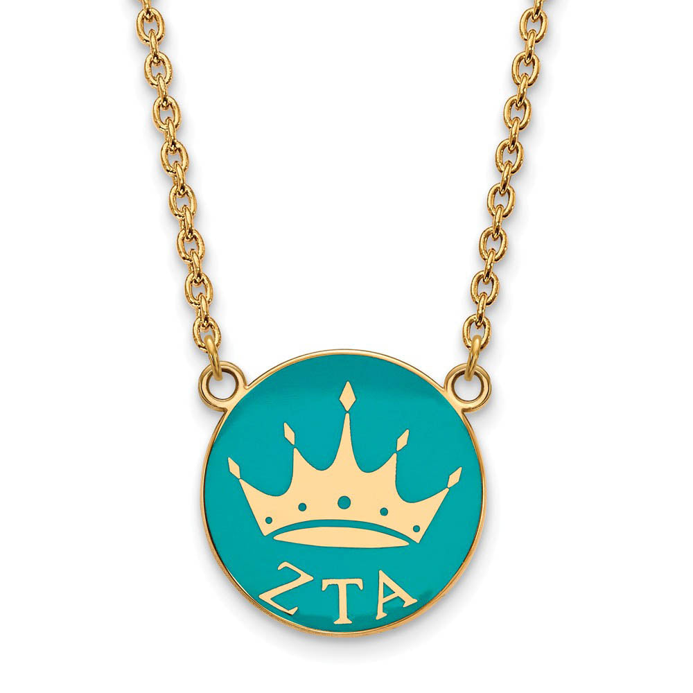 14K Plated Silver Zeta Tau Alpha Large Enamel Necklace, Item N14570 by The Black Bow Jewelry Co.