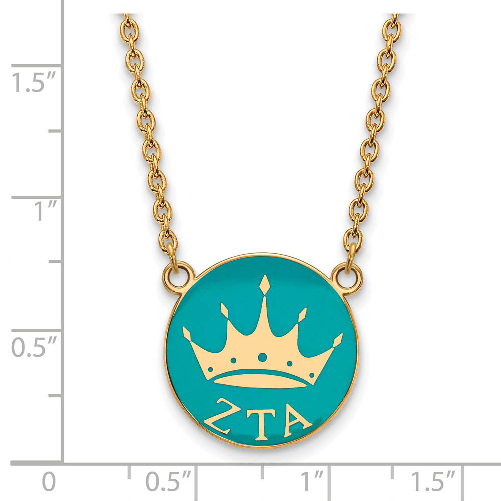 Alternate view of the 14K Plated Silver Zeta Tau Alpha Large Enamel Necklace by The Black Bow Jewelry Co.