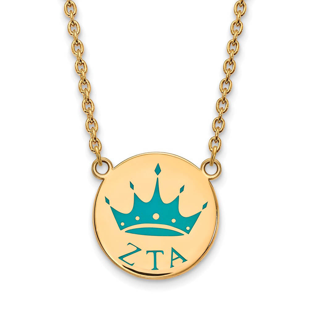 14K Plated Silver Zeta Tau Alpha Small Enamel Necklace, Item N14572 by The Black Bow Jewelry Co.