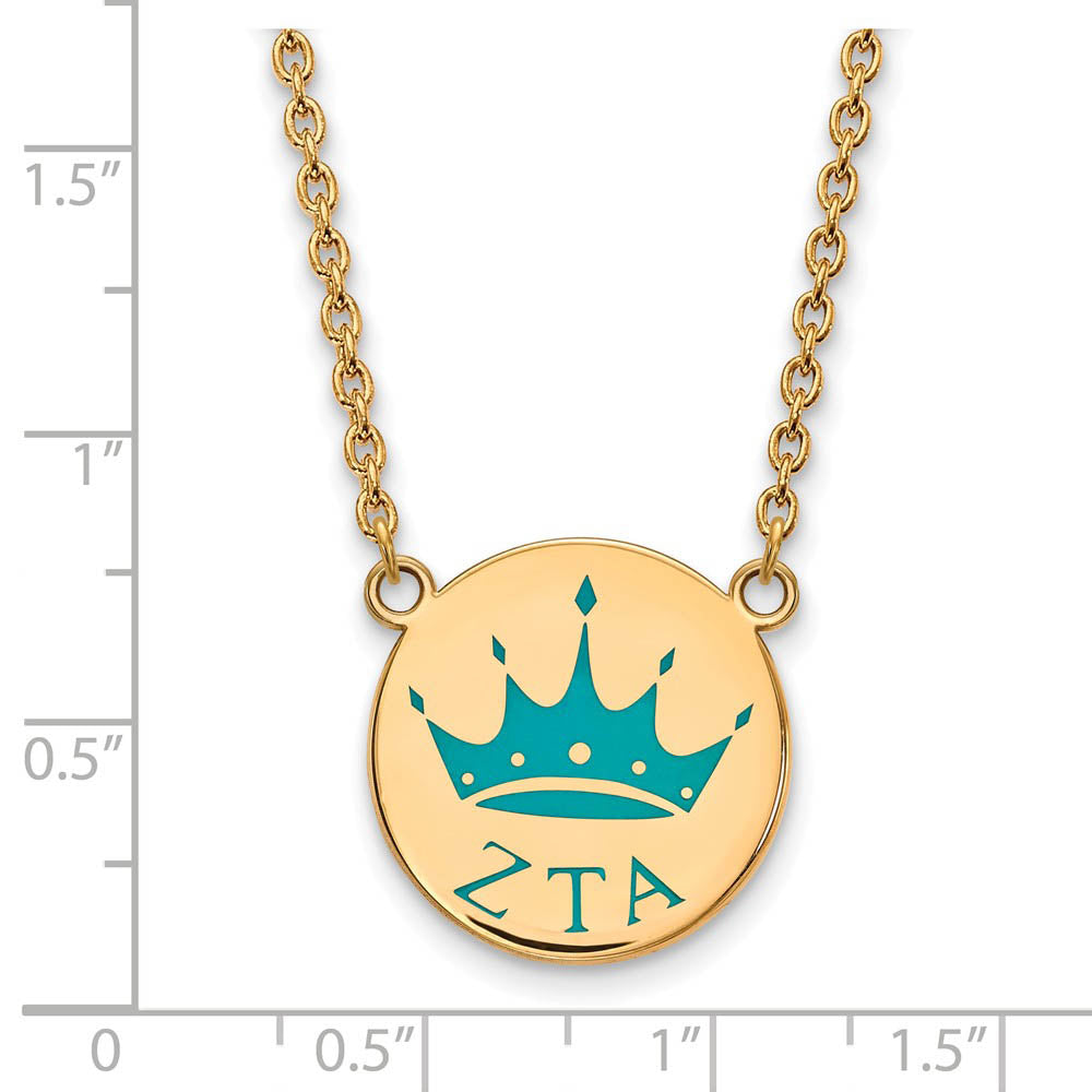Alternate view of the 14K Plated Silver Zeta Tau Alpha Small Enamel Necklace by The Black Bow Jewelry Co.