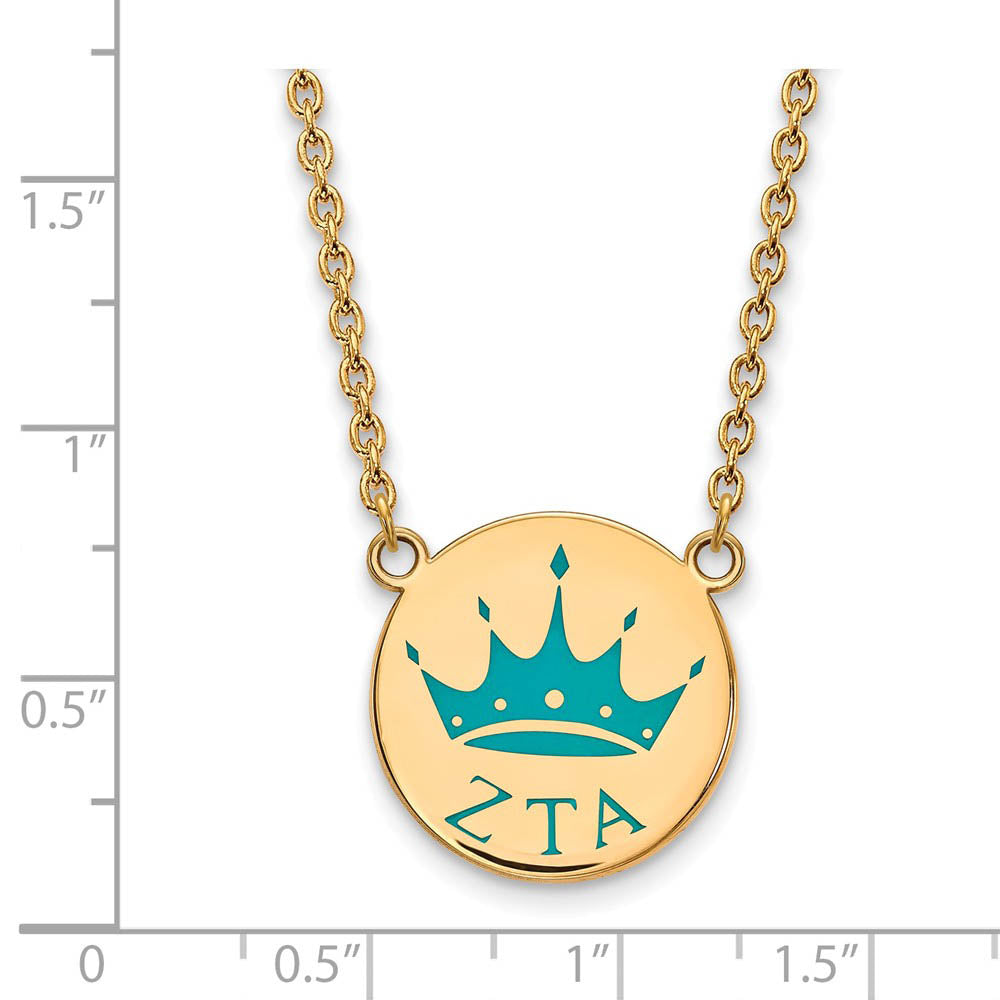 Alternate view of the 14K Plated Silver Zeta Tau Alpha Small Enamel Necklace by The Black Bow Jewelry Co.