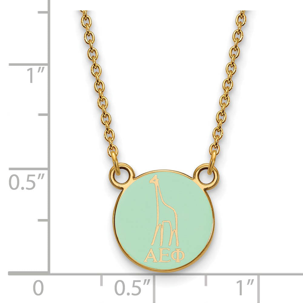 Alternate view of the 14K Plated Silver Alpha Epsilon Phi XS (Tiny) Enamel Mascot Necklace by The Black Bow Jewelry Co.