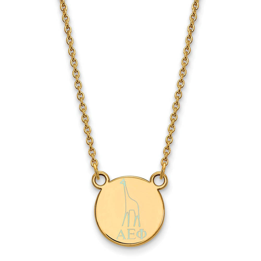 14K Plated Silver Alpha Epsilon Phi XS (Tiny) Enamel Necklace, Item N14599 by The Black Bow Jewelry Co.