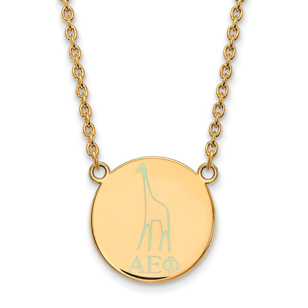 14K Plated Silver Alpha Epsilon Phi Large Enamel Necklace, Item N14600 by The Black Bow Jewelry Co.