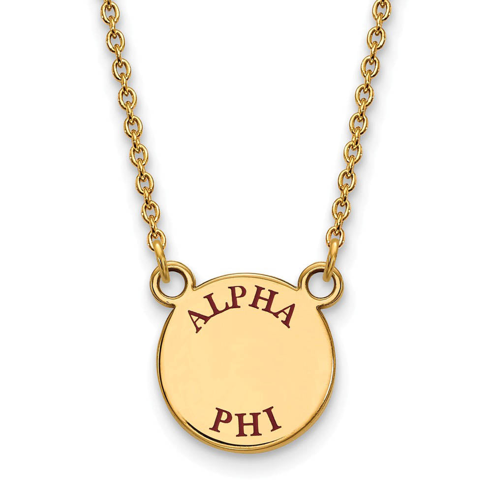 14K Plated Silver Alpha Phi Small Enamel Greek Letters Necklace, Item N14603 by The Black Bow Jewelry Co.