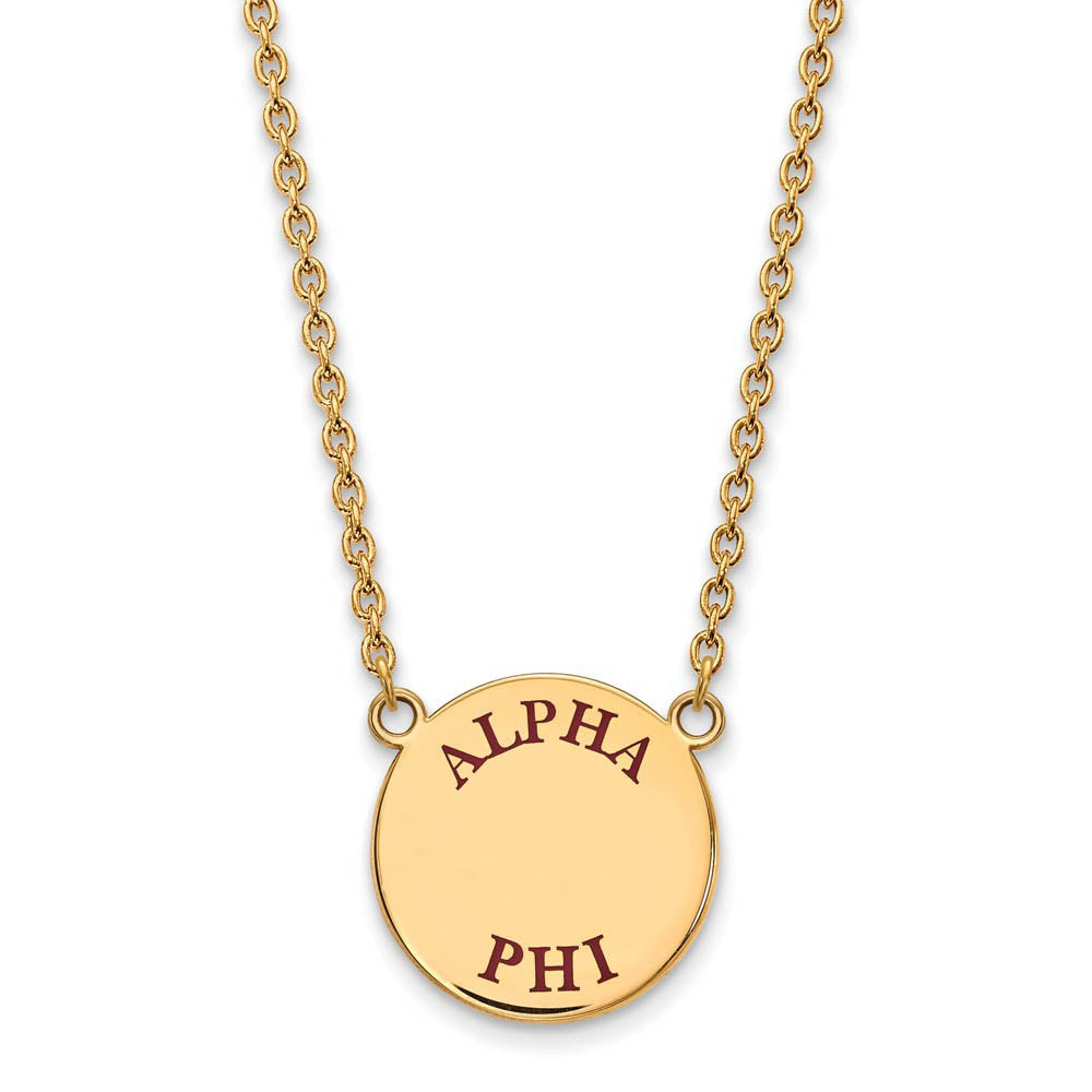 14K Plated Silver Alpha Phi Large Enamel Greek Letters Necklace, Item N14604 by The Black Bow Jewelry Co.