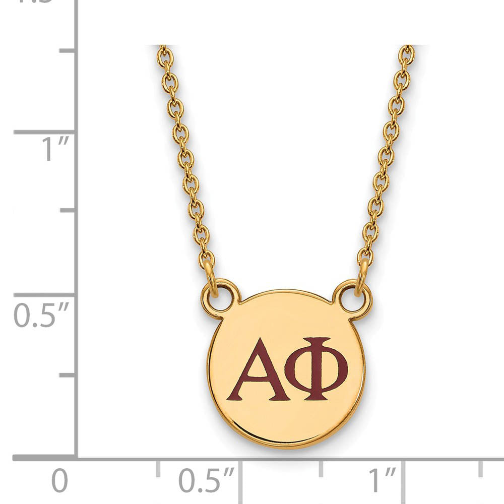 Alternate view of the 14K Plated Silver Alpha Phi Small Red Enamel Greek Letters Necklace by The Black Bow Jewelry Co.