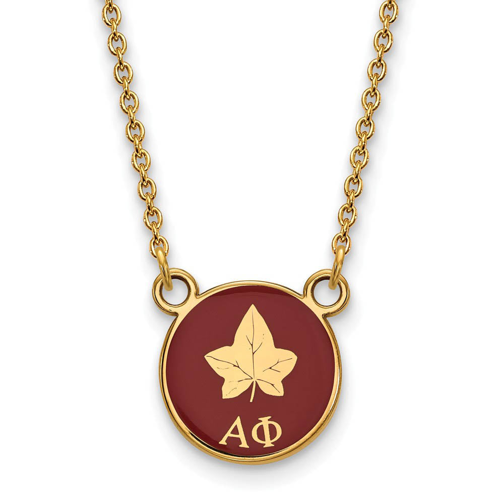 14K Plated Silver Alpha Phi Small Enamel Logo Necklace, Item N14611 by The Black Bow Jewelry Co.