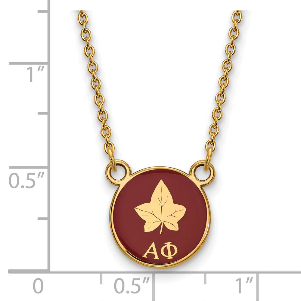 Alternate view of the 14K Plated Silver Alpha Phi Small Enamel Logo Necklace by The Black Bow Jewelry Co.