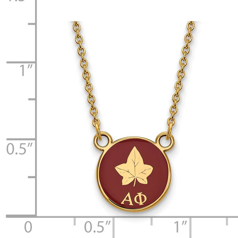 Alternate view of the 14K Plated Silver Alpha Phi Small Enamel Logo Necklace by The Black Bow Jewelry Co.