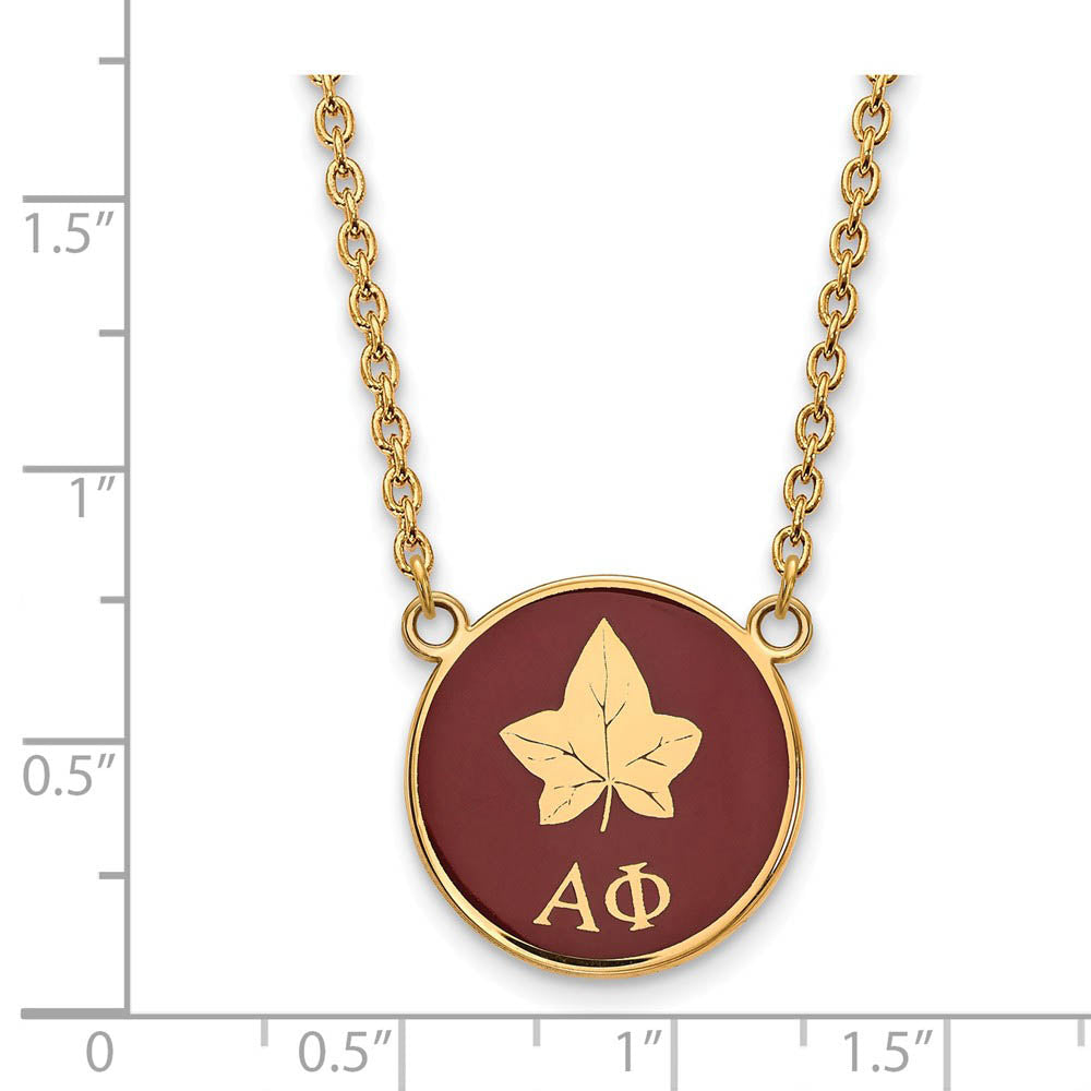 Alternate view of the 14K Plated Silver Alpha Phi Large Enamel Logo Necklace by The Black Bow Jewelry Co.