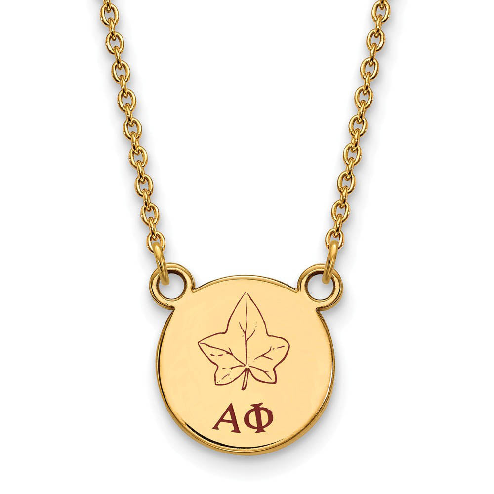 14K Plated Silver Alpha Phi Small Enamel Necklace, Item N14613 by The Black Bow Jewelry Co.
