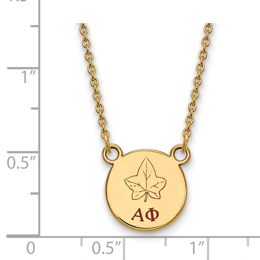 Alternate view of the 14K Plated Silver Alpha Phi Small Enamel Necklace by The Black Bow Jewelry Co.