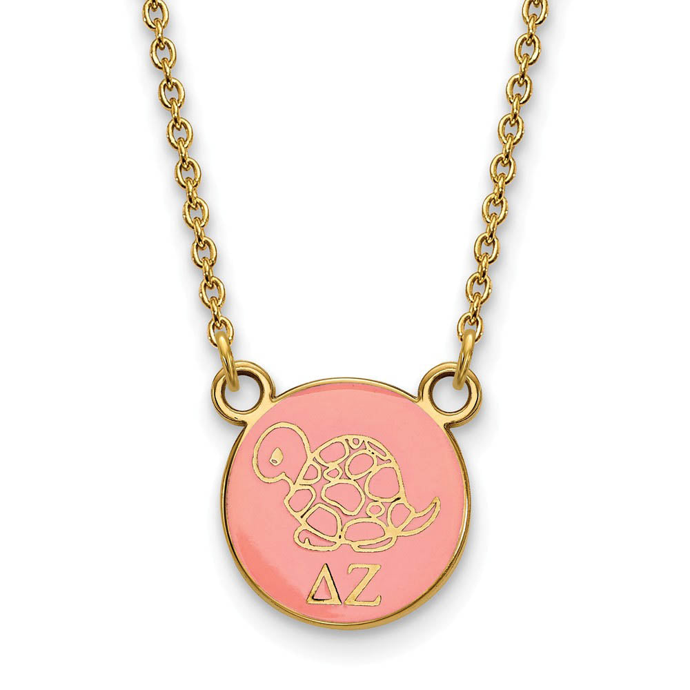 14K Plated Silver Delta Zeta Small Enamel Mascot Necklace, Item N14641 by The Black Bow Jewelry Co.