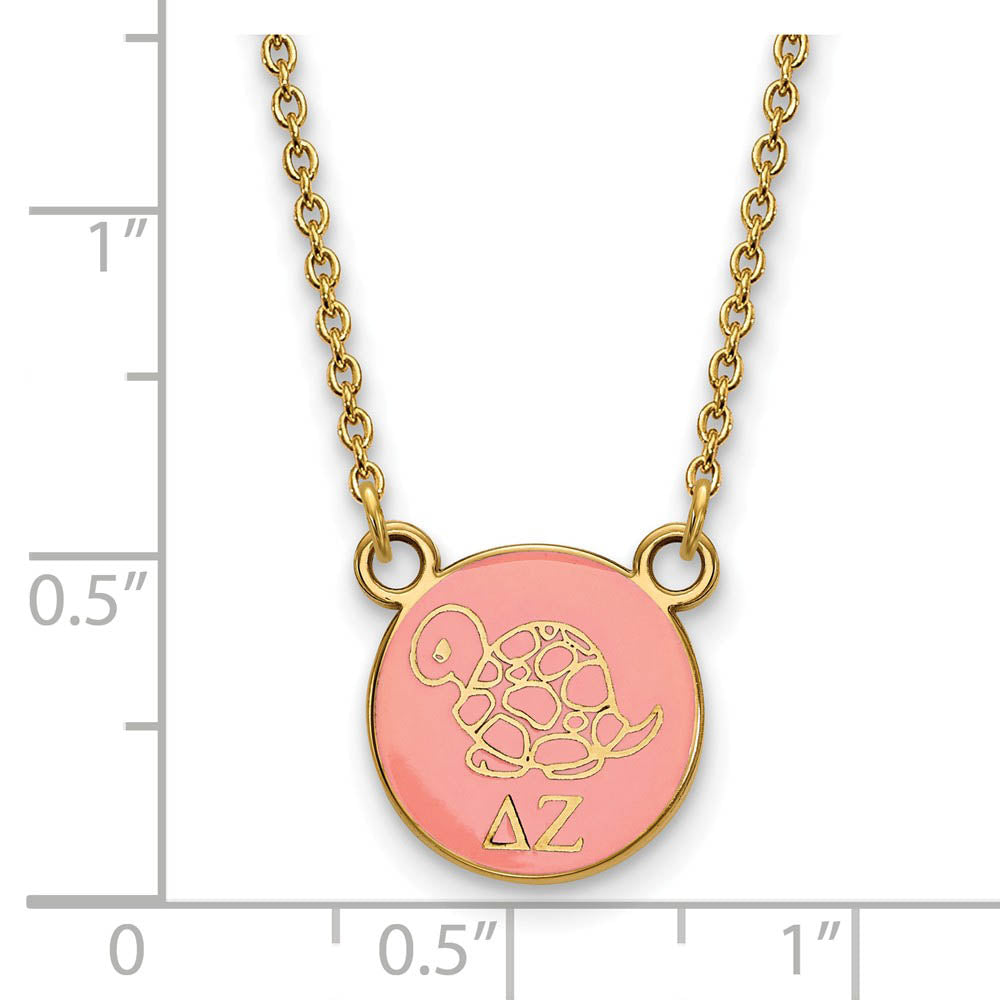 Alternate view of the 14K Plated Silver Delta Zeta Small Enamel Mascot Necklace by The Black Bow Jewelry Co.