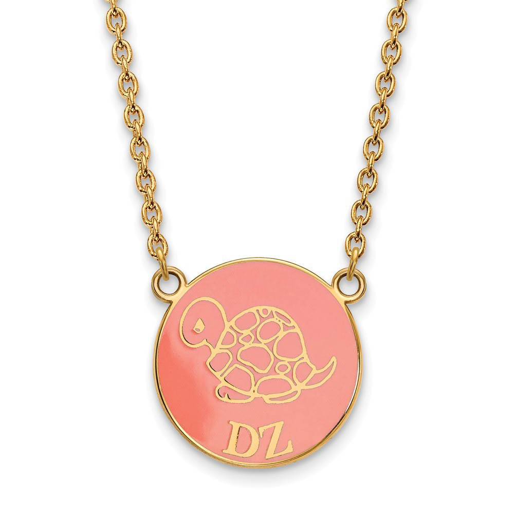 14K Plated Silver Delta Zeta Large Enamel Mascot Necklace, Item N14642 by The Black Bow Jewelry Co.