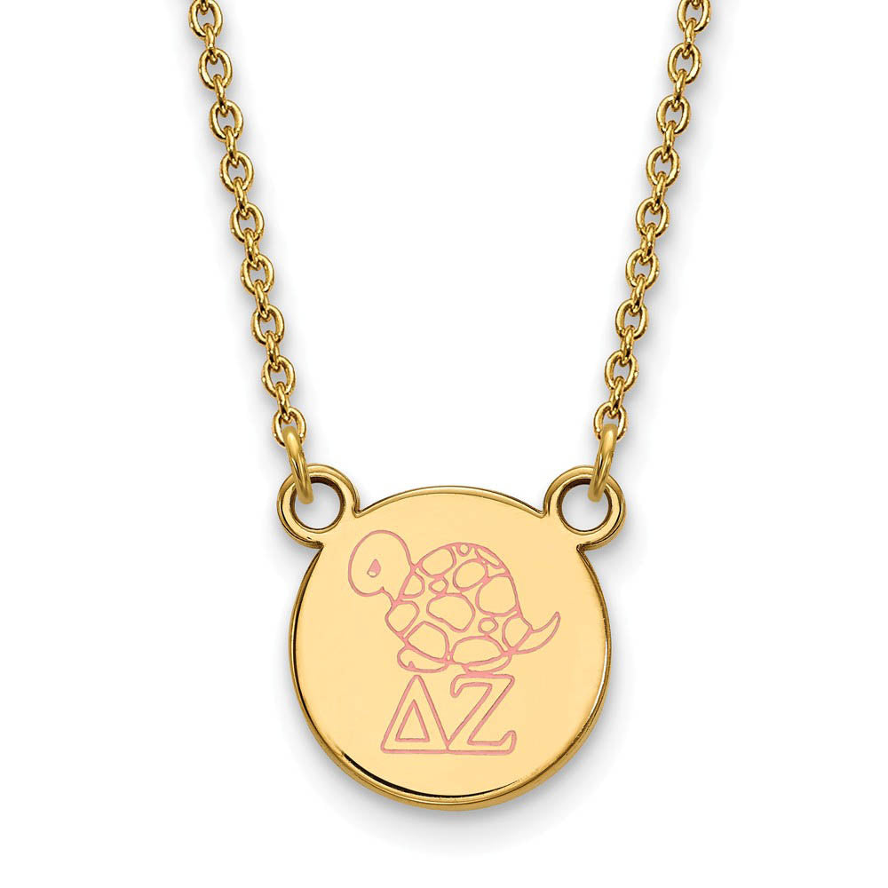 14K Plated Silver Delta Zeta Small Enamel Necklace, Item N14643 by The Black Bow Jewelry Co.