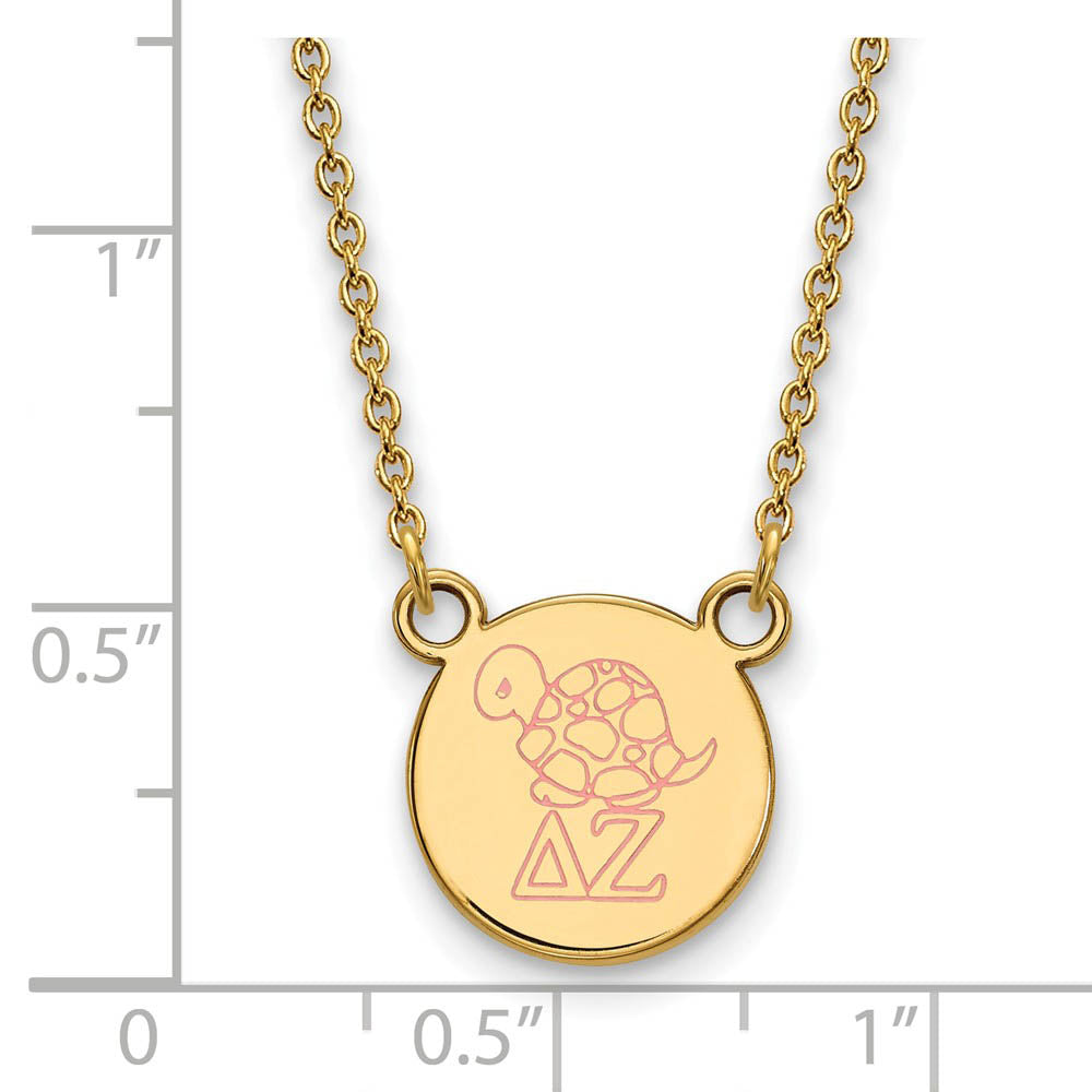 Alternate view of the 14K Plated Silver Delta Zeta Small Enamel Necklace by The Black Bow Jewelry Co.