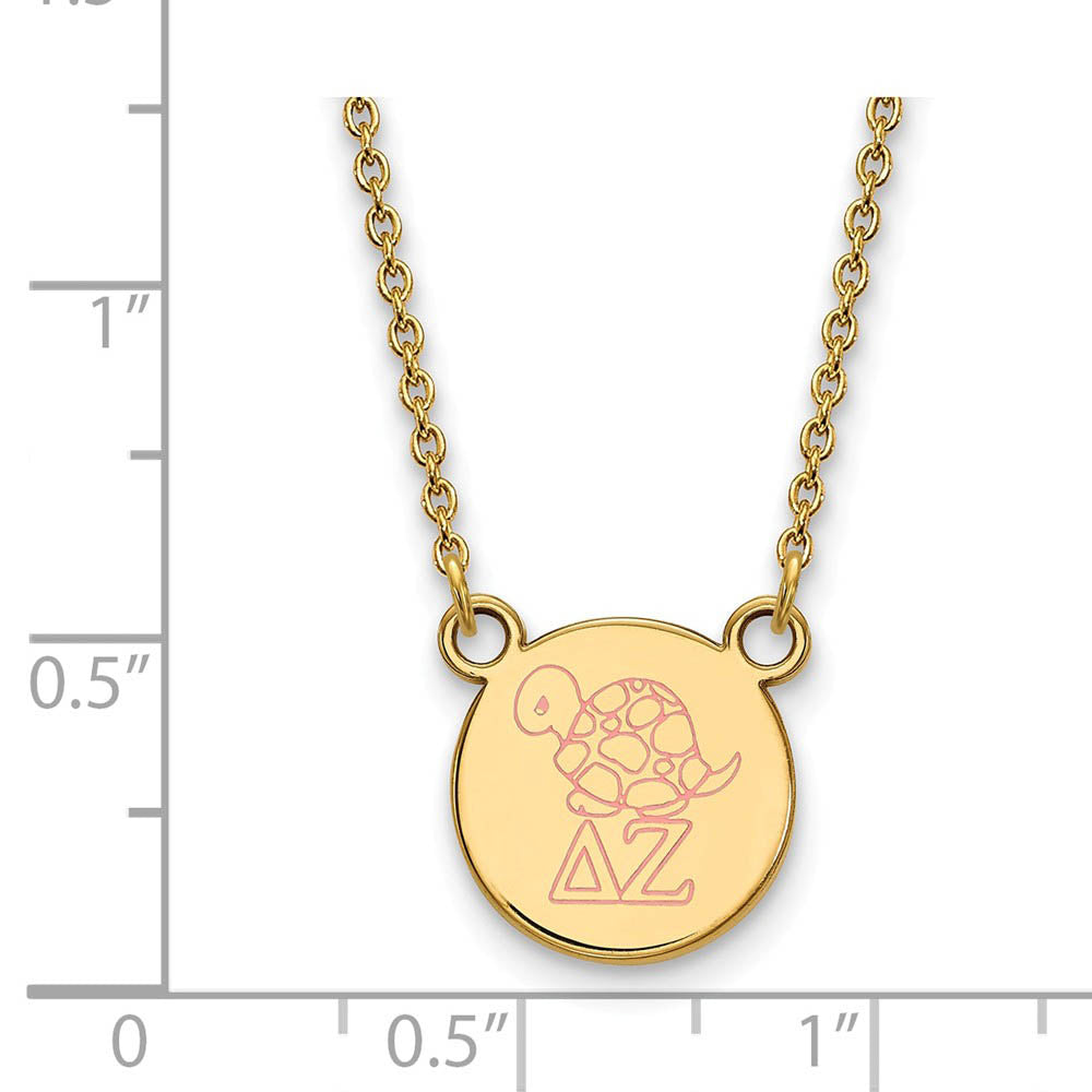 Alternate view of the 14K Plated Silver Delta Zeta Small Enamel Necklace by The Black Bow Jewelry Co.