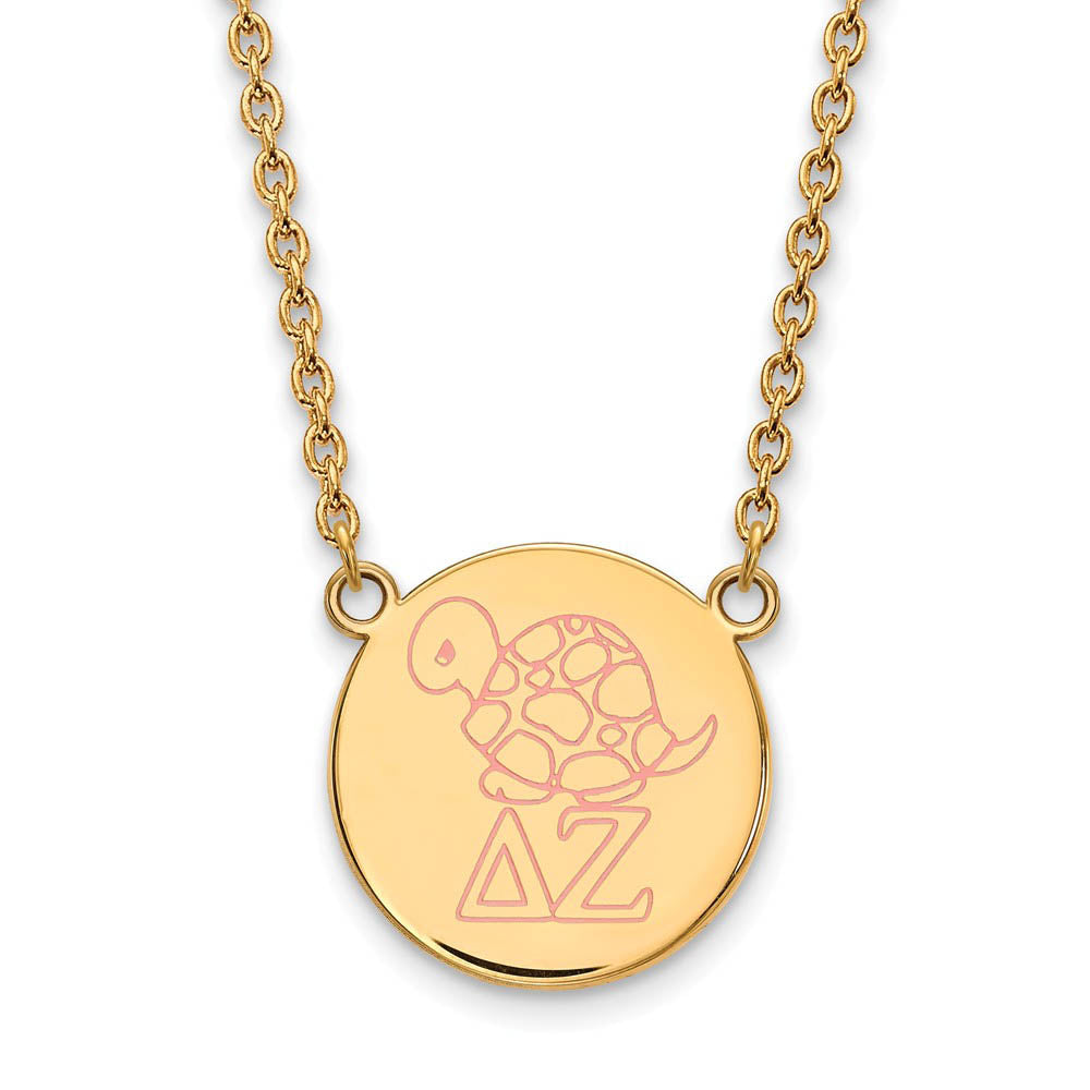 14K Plated Silver Delta Zeta Large Enamel Necklace, Item N14644 by The Black Bow Jewelry Co.