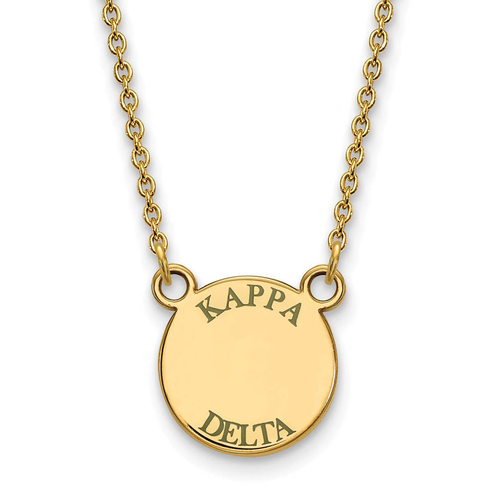 14K Plated Silver Kappa Delta Small Enamel Greek Letters Necklace, Item N14647 by The Black Bow Jewelry Co.