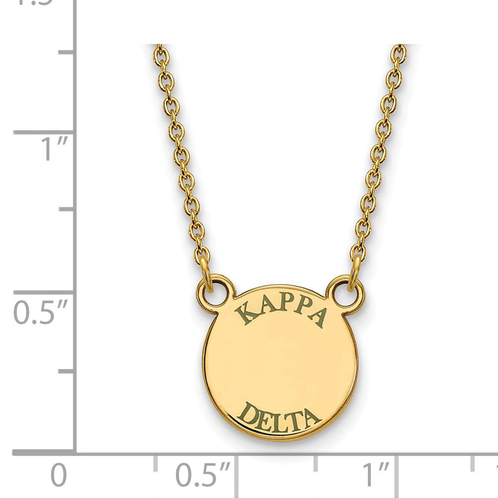 Alternate view of the 14K Plated Silver Kappa Delta Small Enamel Greek Letters Necklace by The Black Bow Jewelry Co.