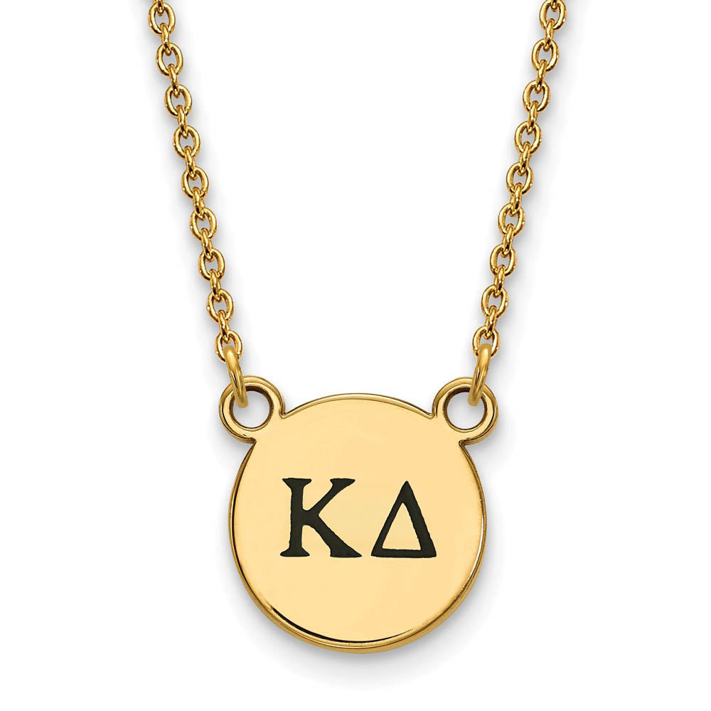 14K Plated Silver Kappa Delta Small Blue Enamel Greek Letters Necklace, Item N14649 by The Black Bow Jewelry Co.
