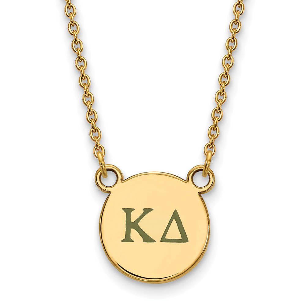 14K Plated Silver Kappa Delta Small Green Enamel Greek Necklace, Item N14651 by The Black Bow Jewelry Co.