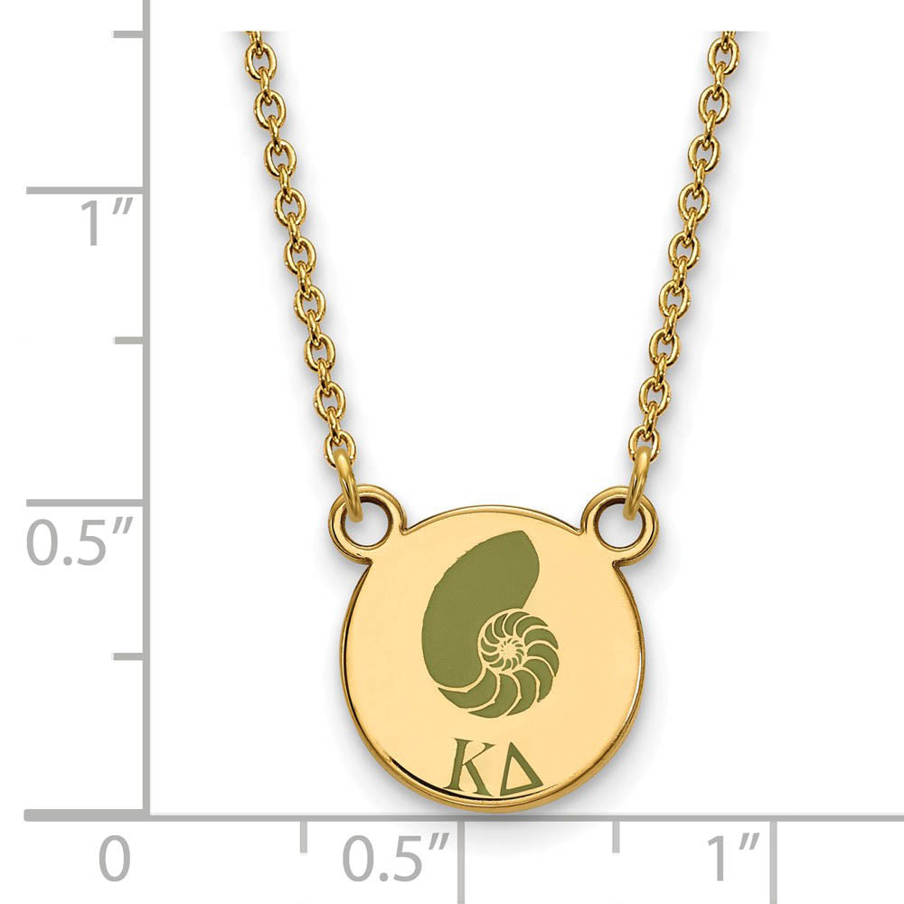 Alternate view of the 14K Plated Silver Kappa Delta Small Enamel Necklace by The Black Bow Jewelry Co.