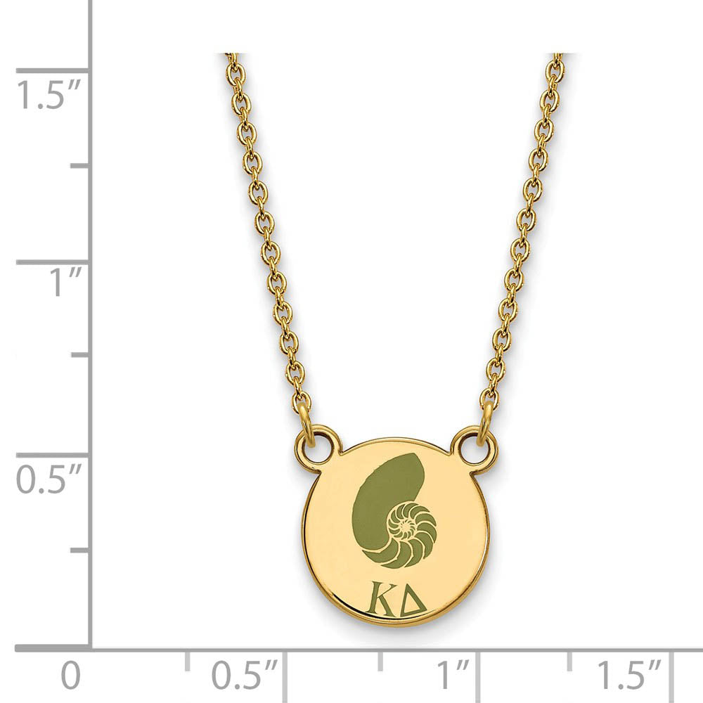 Alternate view of the 14K Plated Silver Kappa Delta Small Enamel Necklace by The Black Bow Jewelry Co.