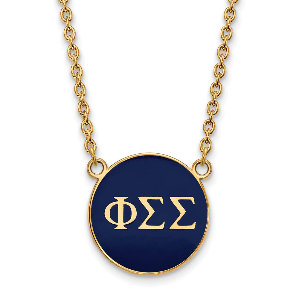 14K Plated Silver Phi Sigma Sigma Large Enamel Necklace, Item N14666 by The Black Bow Jewelry Co.