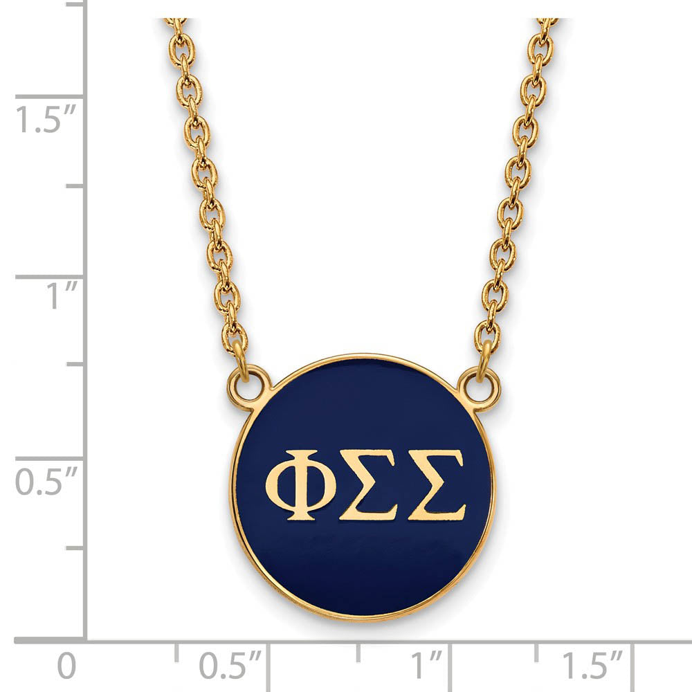 Alternate view of the 14K Plated Silver Phi Sigma Sigma Large Enamel Necklace by The Black Bow Jewelry Co.