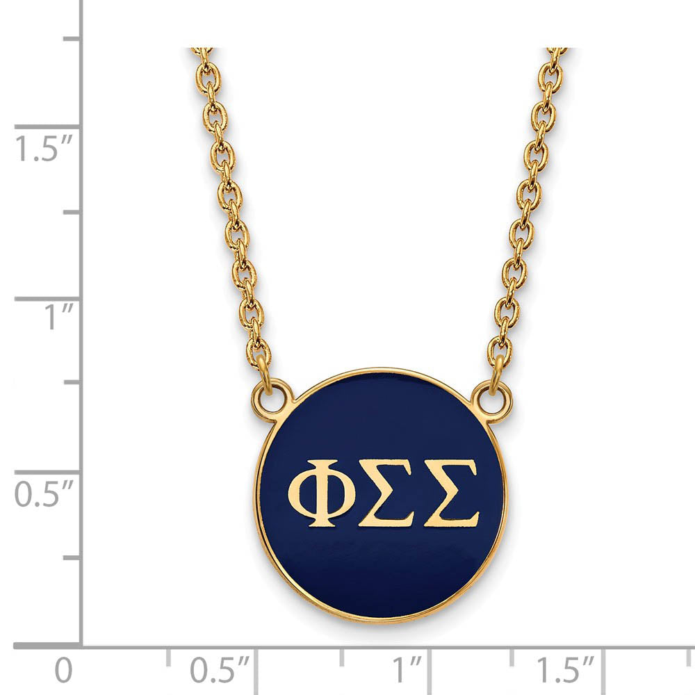 Alternate view of the 14K Plated Silver Phi Sigma Sigma Large Enamel Necklace by The Black Bow Jewelry Co.