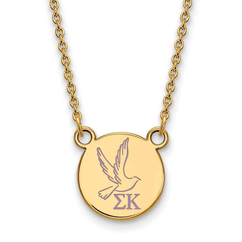 14K Plated Silver Sigma Kappa Small Enamel Necklace, Item N14671 by The Black Bow Jewelry Co.
