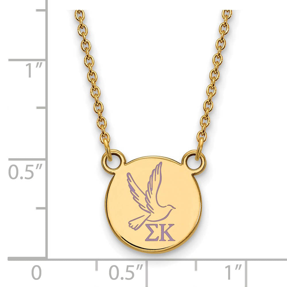 Alternate view of the 14K Plated Silver Sigma Kappa Small Enamel Necklace by The Black Bow Jewelry Co.