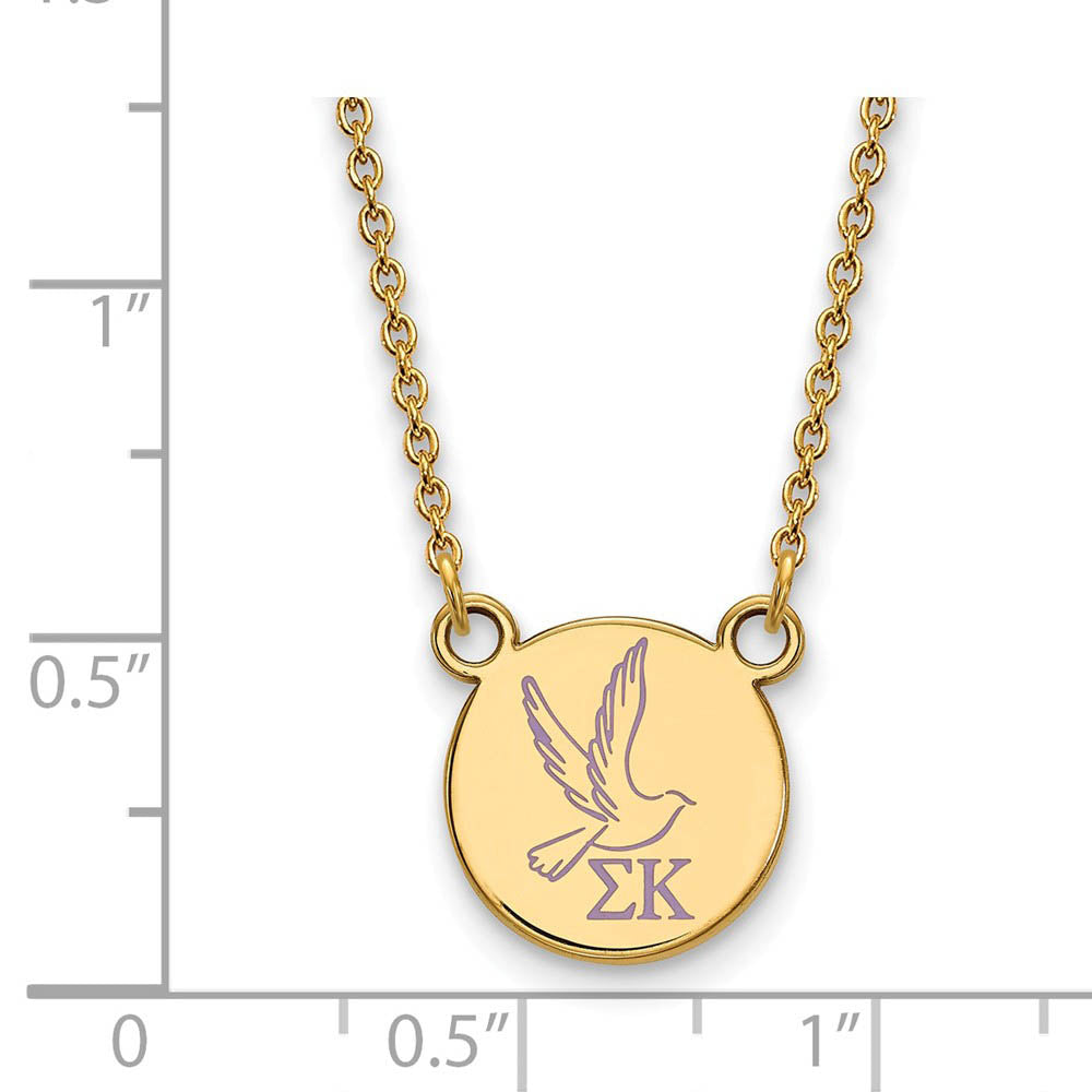 Alternate view of the 14K Plated Silver Sigma Kappa Small Enamel Necklace by The Black Bow Jewelry Co.