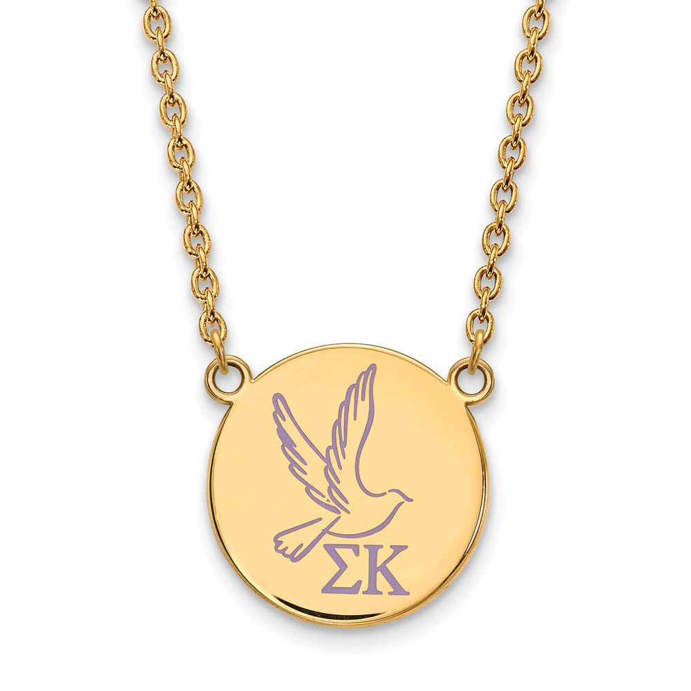 14K Plated Silver Sigma Kappa Large Enamel Necklace, Item N14672 by The Black Bow Jewelry Co.