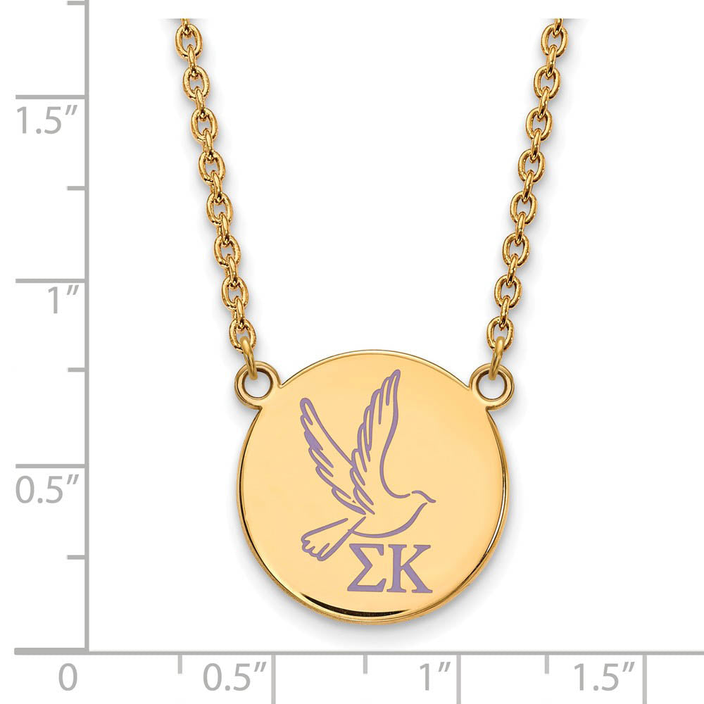 Alternate view of the 14K Plated Silver Sigma Kappa Large Enamel Necklace by The Black Bow Jewelry Co.