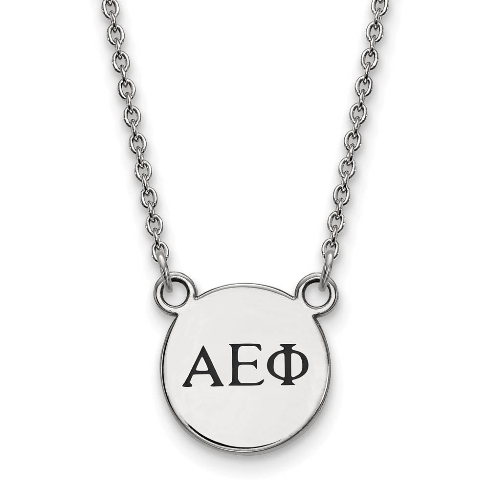 Sterling Silver Alpha Epsilon Phi XS (Tiny) Enamel Greek Necklace, Item N14706 by The Black Bow Jewelry Co.