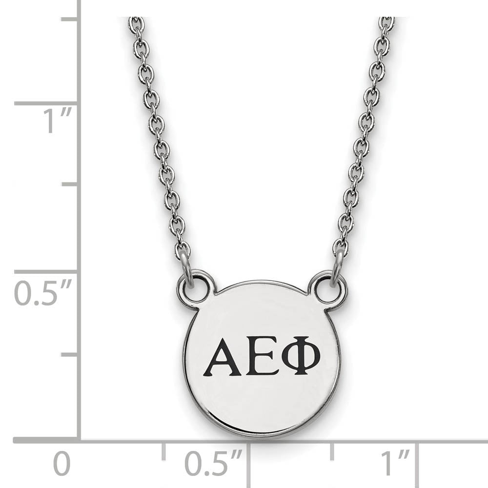 Alternate view of the Sterling Silver Alpha Epsilon Phi XS (Tiny) Enamel Greek Necklace by The Black Bow Jewelry Co.